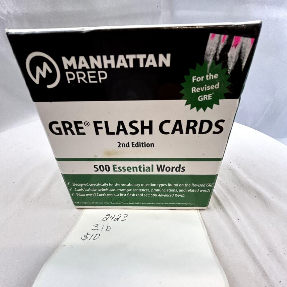 SKU2423 Manhattan Prep GRE Flash Cards 500 Essential Words In Box With Clip